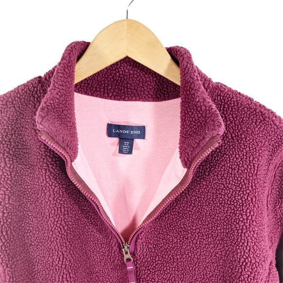 Medium Lands’  Lands End Sherpa 1/4 Zip Quarter Plush Teddy Fleece Pullover - Picture 4 of 9